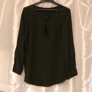 Banana Republic silk shirt, olive green